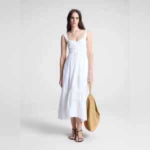 A.L.C $495 Lilah II Cotton Midi Dress White CURRENT